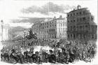 The Grand Procession of the Wellington Statue turning down Park Lane, published in the 'Illustrated London News', 3 October 1846 (engraving)