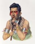 Young Ma-Has-Ka, Chief of the Iowas, 1837,  illustration from 'The Indian Tribes of North America, Vol.1', by Thomas L. McKenney and James Hall, pub. by John Grant (colour litho)