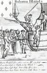 Playing card depicting immigrants arriving in the Bahama Islands (engraving)