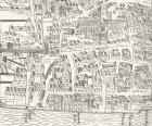 London around St. Paul's in 1563, from 'London Pictures: Drawn with Pen and Pencil', by Rev. Richard Lovett, published 1890 (litho)