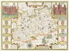 Map of Surrey, engraved by Jodocus Hondius (1563-1612) from John Speed's Theatre of the Empire of Great Britain, pub. by John Sudbury and George Humble, 1611-12 (hand coloured copper engraving)