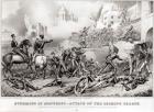 Storming of Monterey. Attack on the Bishop's Palace in 1846, 1847 (engraving) (b&w photo)