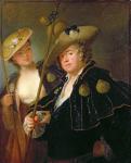 Gustav Adolf Graf von Gotter and his Niece Friederike von Wangenheum in Pilgrim Costumes, c.1750 (oil on canvas)