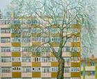 Canning Town Winter, (oil on canvas)