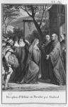 Abelard welcoming Heloise at Paraclete, illustration from 'Lettres d'Heloise et d'Abelard', volume I, 1795 (engraving)