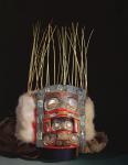 Haida or Tinglit mask (painted wood with fur, shell & reeds)