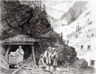 Gold and Silver Mining, Colorado - A Honey-Combed Mountain, from a drawing by Frenzeny and Tavernier (engraving) (b/w photo)