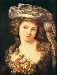 Portrait of a young woman in the style of Labille-Guiard (oil on canvas)