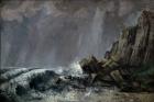 Downpour at Etretat (oil on canvas)