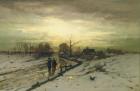 Snow Scene: Sunset, 19th century (oil on canvas)