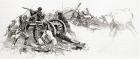 Hand to hand combat in the fight for Rickett's guns during the First Battle of Bull Run, (First Manassas), during the American Civil War. From The Century Magazine, published 1887.