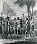 An Indian Cacique of the island of Cuba addressing Columbus (1451-1500) concerning a future state, frontispiece to 'The History, Civil and Commercial of the British Colonies in the West Indies' by Bryan Edwards, engraved by Bartolozzi, published 1794 (eng