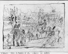 Napoleon I receiving General Mack at the surrender of Ulm on 20th October 1805 (pen & ink on paper)