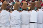 Konya, Konya Province, Turkey. Whirling Dervishes. Line of dancers in initial stage of ceremony.