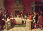 Moliere (1622-73) Dining with Louis XIV (1638-1715) 1857 (oil on canvas)