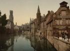Canal and Belfry, Bruges, Belgium, c.1890-c.1900
