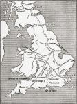 Map showing the Roman roads in Britain. Illustrated Easy Stories from English History.