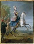 Equestrian Portrait of Maria Leszczynska (1703-68) (oil on canvas)