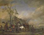 Departure of the Cavalrymen (oil on canvas)