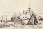Village on route to Moscow, illustration from, 'Voyage pittoresque en Russie', 1839 (engraving)