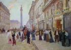 Workers leaving the Maison Paquin, in the rue de la Paix, c.1900 (oil on canvas)