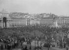 Victory celebrations in Praca do Comercio, Lisbon, 1918 (b/w photo)