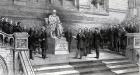 Unveiling the statue of the late Charles Darwin in the Natural History Museum, South Kensington, 9th June 1885 (engraving)