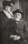 William T Stead, 1849 - 1912. English journalist publisher and social crusader. Here seen with his wife.