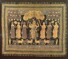 Krishna and his Gopis (opaque w/c, gold, and silver on dyed cotton)