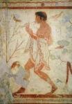 Musician playing a double flute, from the tomb of the triclinium, c.470 BC (wall painting)