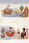 Cap 69 and Cap 71, illustrations from 'Historia de las Indias de Nueva Espana y islas de tierra firme', with plates by Jules Desportes, Mexico, 1867-80 (colour litho)