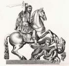 King Charles II of England represented as St George Slaying the Dragon, 1855 (engraving)