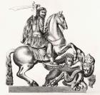 King Charles II of England represented as St George Slaying the Dragon, 1855 (engraving)