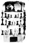 The Staunton Chessmen Patent Drawing (pen and w/c on paper) (b/w photo)