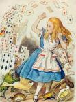 The Shower of Cards, illustration from 'Alice in Wonderland' by Lewis Carroll (1832-98) (colour litho)