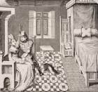 The Knight and his Lady, after a miniature illustrating the poem 'Othea' by Christine de Pisan (1363-1430) from 'Le Moyen Age et La Renaissance' by Paul Lacroix (1806-84) published 1847 (litho)