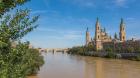 Basilica de Nuestra Señora del Pilar, or Our Lady of the Pillar, seen across the Ebro River, Zaragoza, Zaragoza Province, Aragon, Spain (photo)