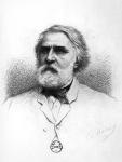 Portrait of Ivan Turgenev (1818-83) (engraving) (b/w photo)