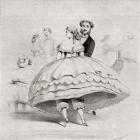 19th century lady arriving at a ball wearing a crinoline. From Illustrierte Sittengeschichte vom Mittelalter bis zur Gegenwart by Eduard Fuchs, published 1909.