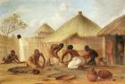 Manufacture of Sugar at Katipo - Making the panellas or pots to contain it, 1859 (oil on canvas)