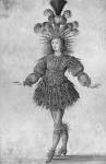 King Louis XIV of France in the costume of the Sun King in the ballet 'La Nuit', 1653 (b/w photo)