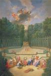 The Groves of Versailles. View of the Amphitheatre and the Water theatre with Venus surrounded by the hours in the presence of Uranus (oil on canvas)