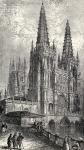Burgos Cathedral, Burgos, Spain, from 'Spain: A Summary of Spanish History from the Moorish Conquest to the Fall of Granada, 711-1492', by Henry Edward Watts, published in 1893 (litho)