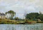 Boats at the lock at Bougival, 1873 (oil on canvas)