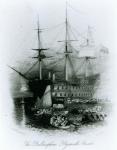 The Bellerophon at Plymouth Sound in 1815, 1834-36 (engraving)