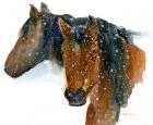 Horses in Winter, 2015, (watercolor)