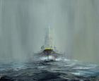 Battleship Yamato 1945, 2016, (oil on canvas board)