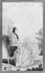 Portrait of Madame du Deffand, 1760 (pencil & w/c on paper) (b/w photo)