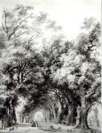 The shady alley, c.1773-74 (sepia wash on paper) (b/w photo)