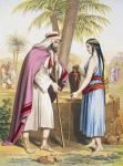 Abraham's servant Eliezer and Rebekah at the well (litho)